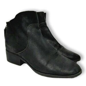 LUCKY BRAND Short Ankle Chelsea Bootie Black Nubuck Leather Low Heel Sz 6 M